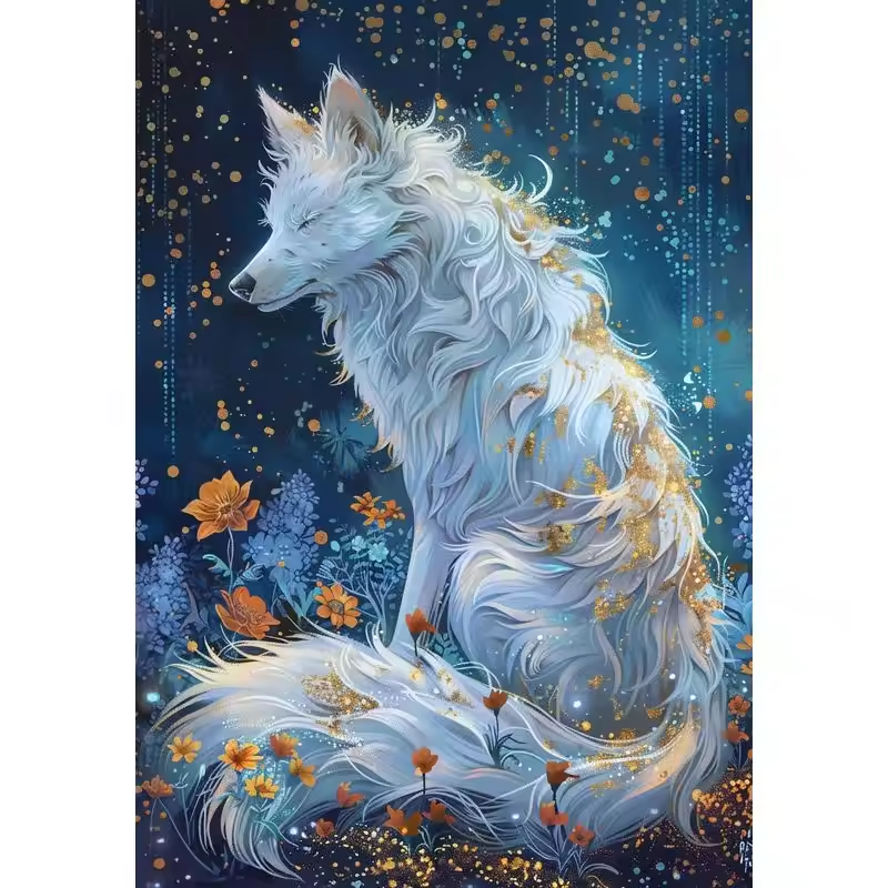 Malen Nach Zahlen - Der Weiße Fuchs Und Die Blumen II