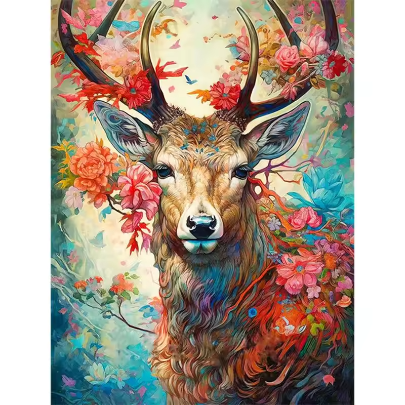 Malen Nach Zahlen - Hirsch und Blumen