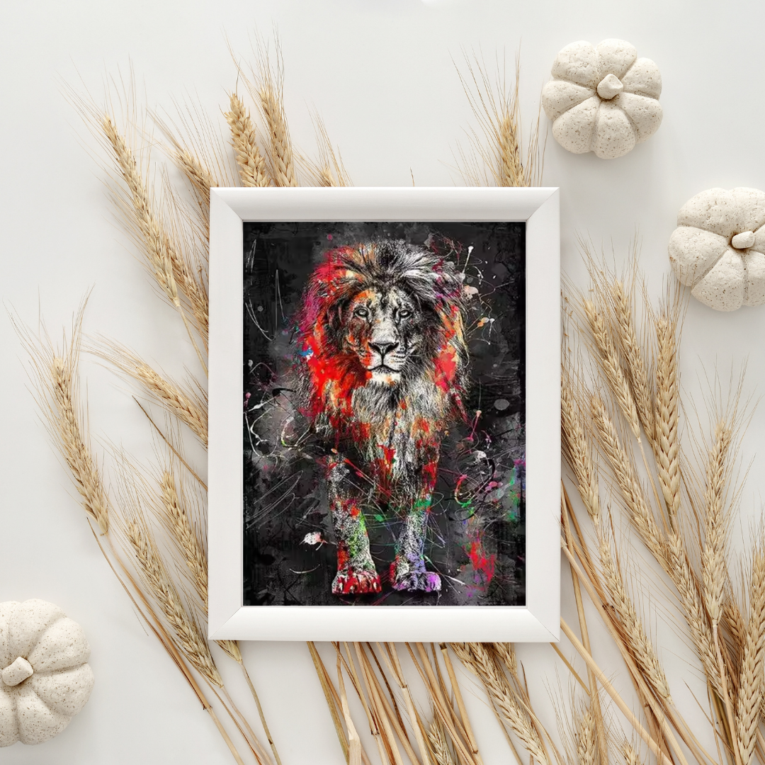 Malen Nach Zahlen - Abstrakter Bunter Löwe