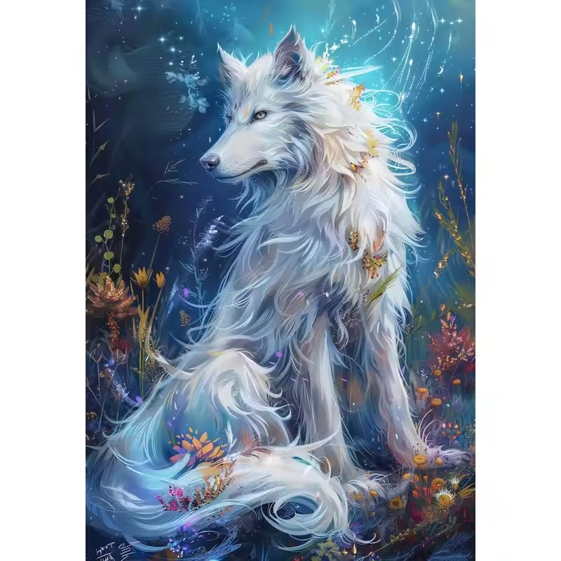 Malen Nach Zahlen - Der Weiße Fuchs Und Die Blumen