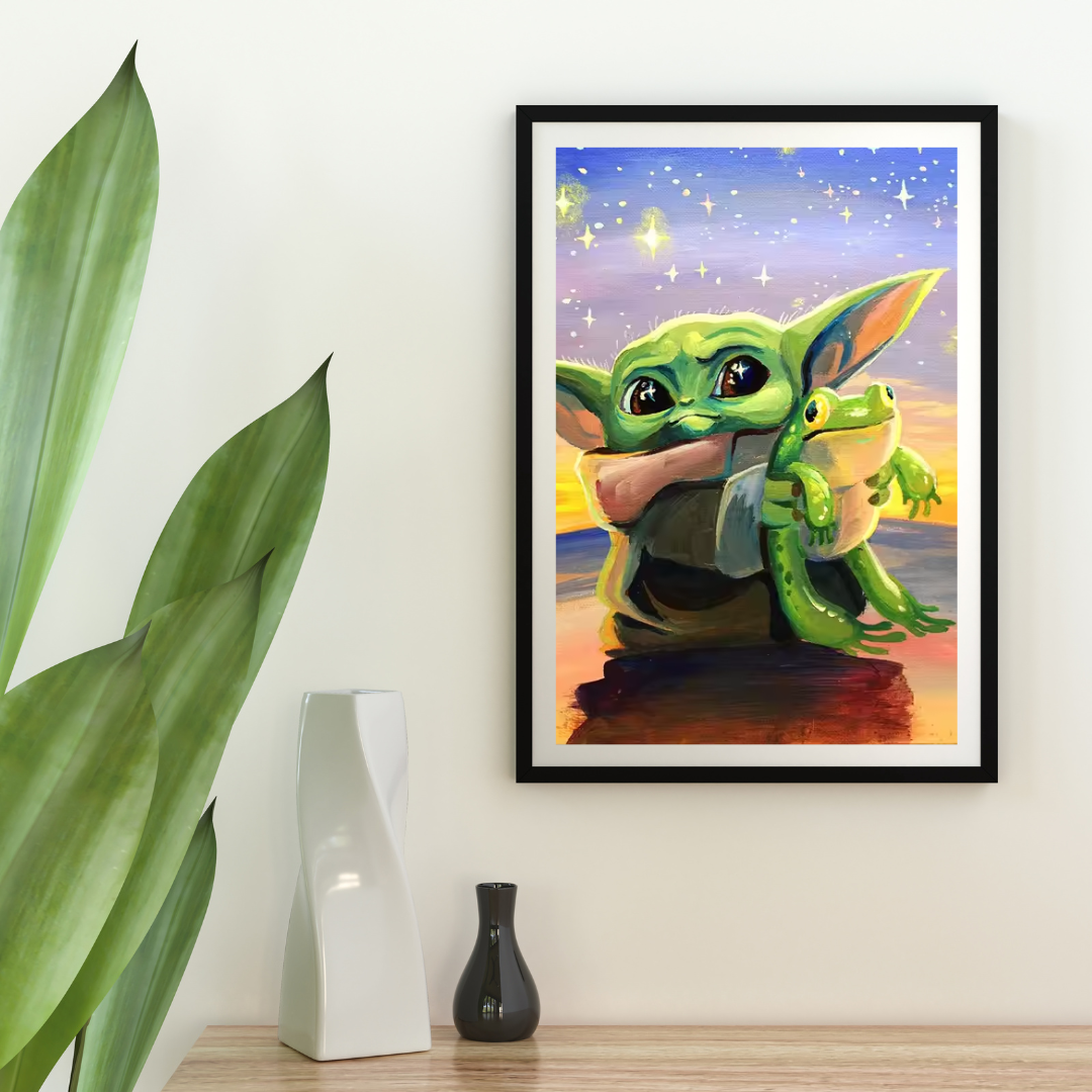 Malen Nach Zahlen - Din Grogu Und Der Grüne Frosch