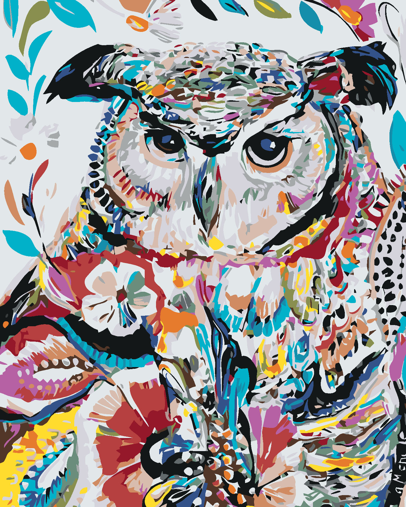 Malen Nach Zahlen - Blumige Eule