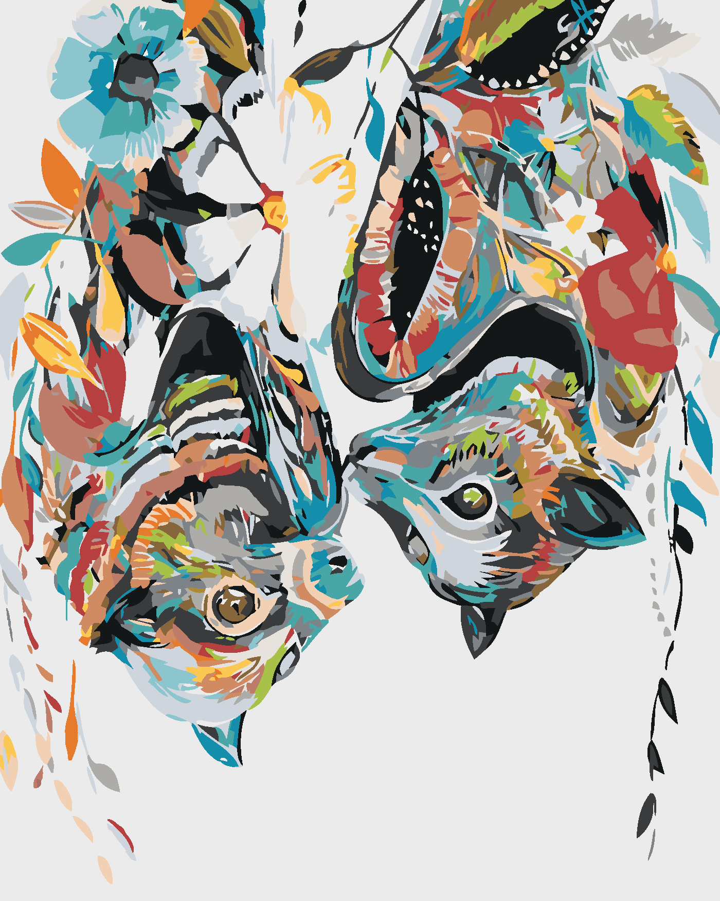 Malen Nach Zahlen - Blumige Fledermäuse