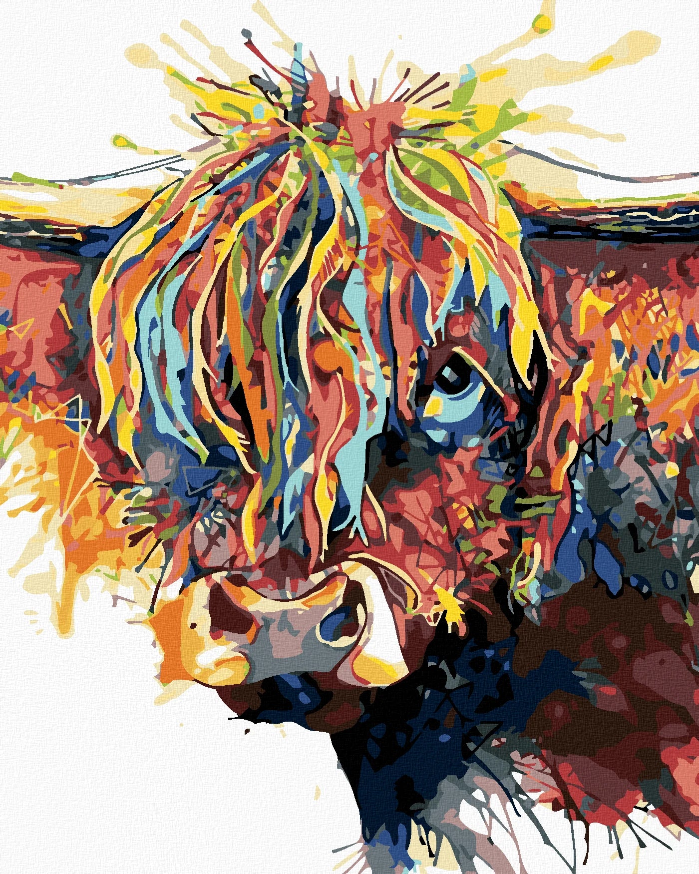 Malen Nach Zahlen - Bunte Haarige Kuh