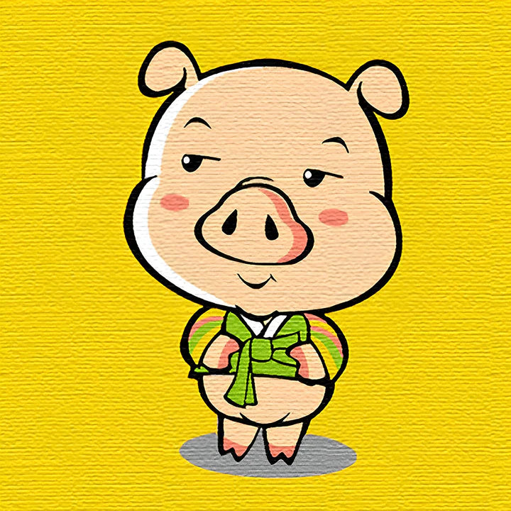 Malen Nach Zahlen - Cartoon-Schwein auf gelbem Hintergrund