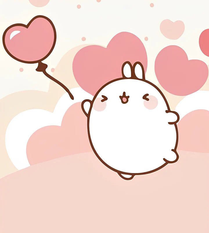 Malen Nach Zahlen - Cartoon Kaninchen und rosa Herz