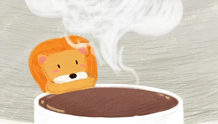 Malen Nach Zahlen - Cartoon Löwe und Kaffee