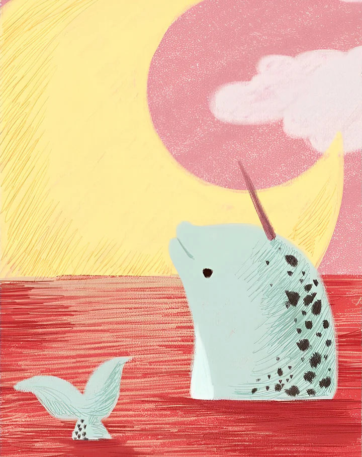 Malen Nach Zahlen - Cartoon Wal im roten Meer