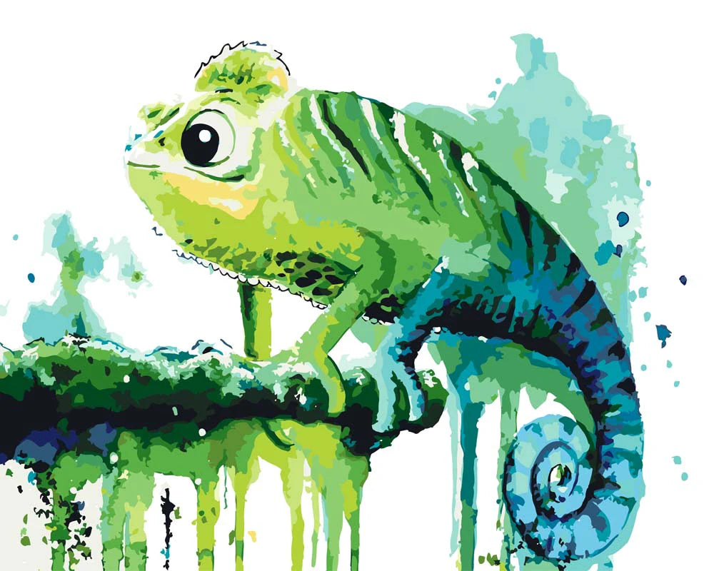 Malen Nach Zahlen - Chamäleon grün