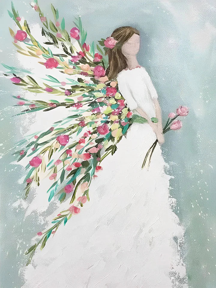 Malen Nach Zahlen - Engel mit Flügeln aus Blumen