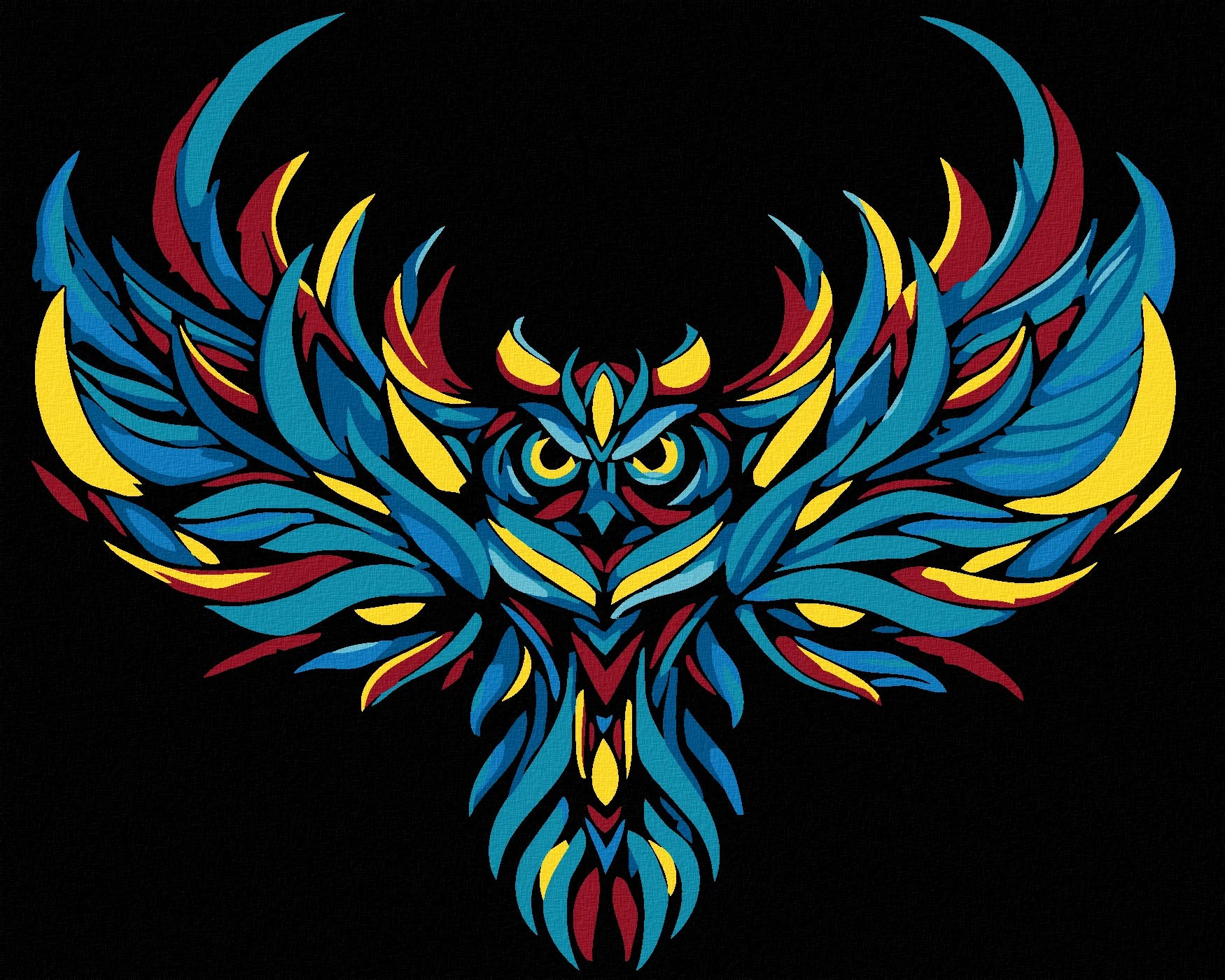 Malen Nach Zahlen - Farbige Fliegende Eule