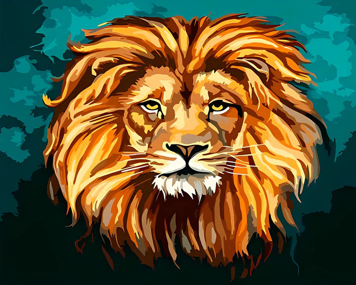 Malen Nach Zahlen - Löwe auf grünem Hintergrund