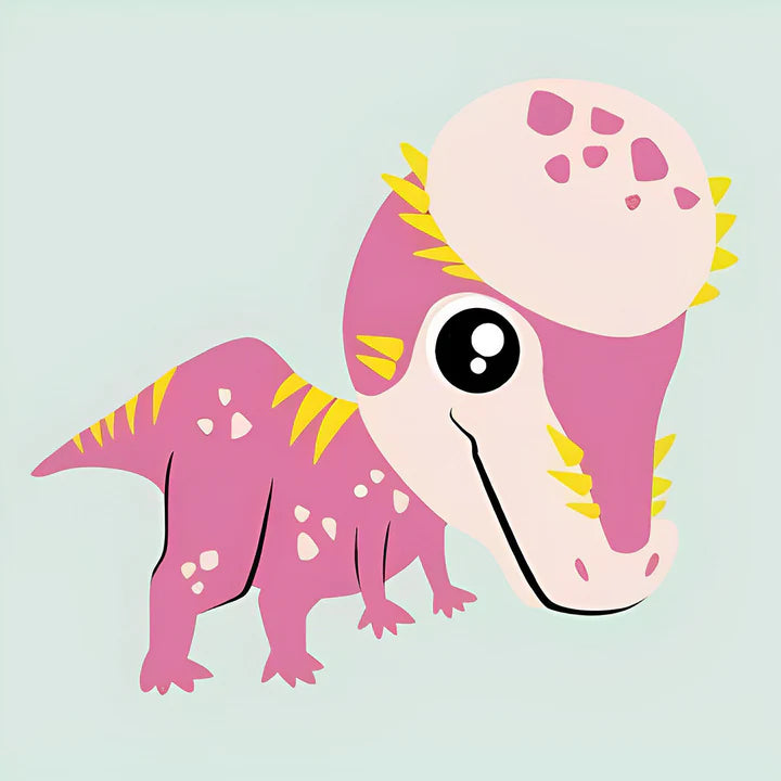 Malen Nach Zahlen - Rosa Cartoon Dinosaurier