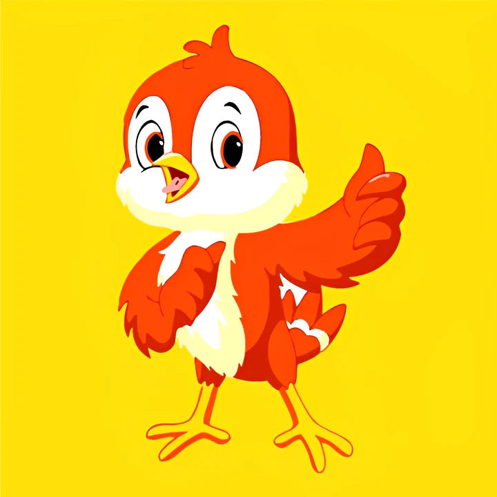 Malen Nach Zahlen - Roter Vogel auf gelbem Hintergrund