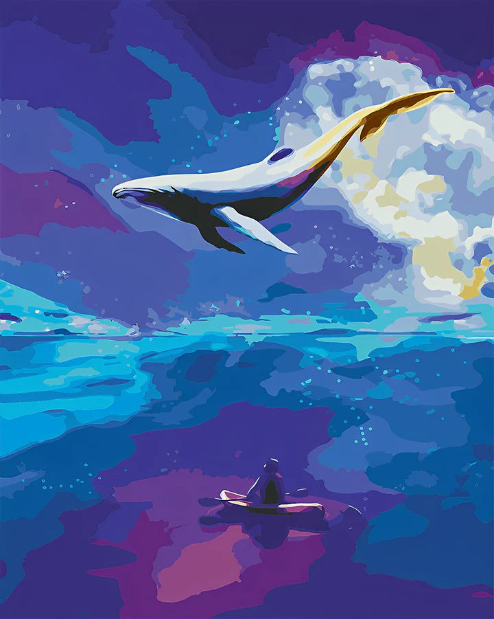 Malen Nach Zahlen - Wal am Nachthimmel und einsames Segelboot