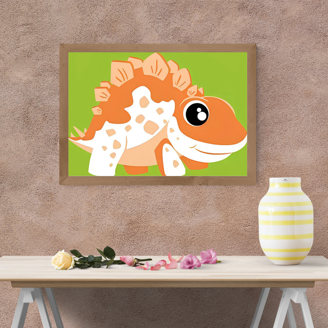 Malen Nach Zahlen - Orange Cartoon Schwertdrache Dinosaurier