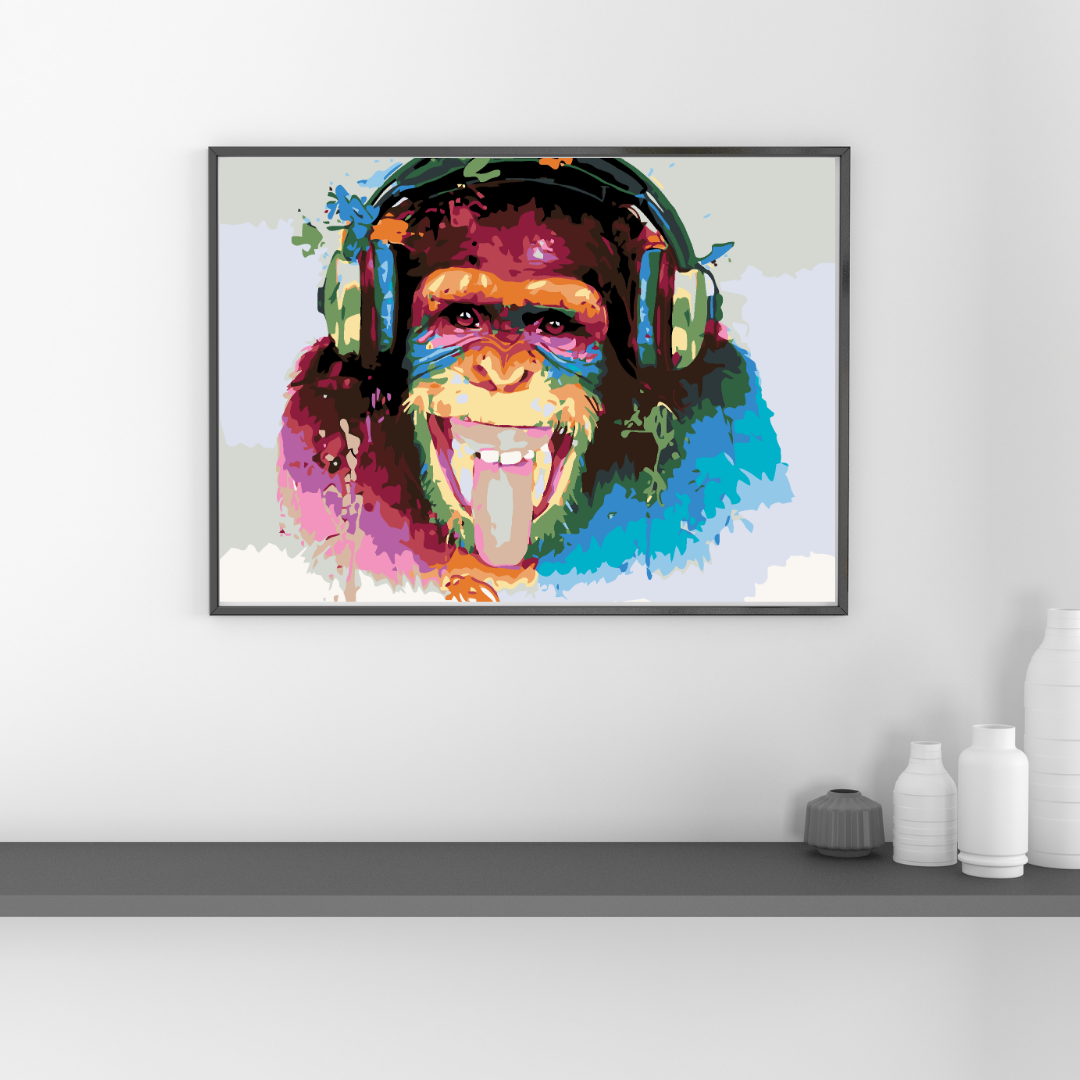 Malen Nach Zahlen - Affe Mit Kopfhörern