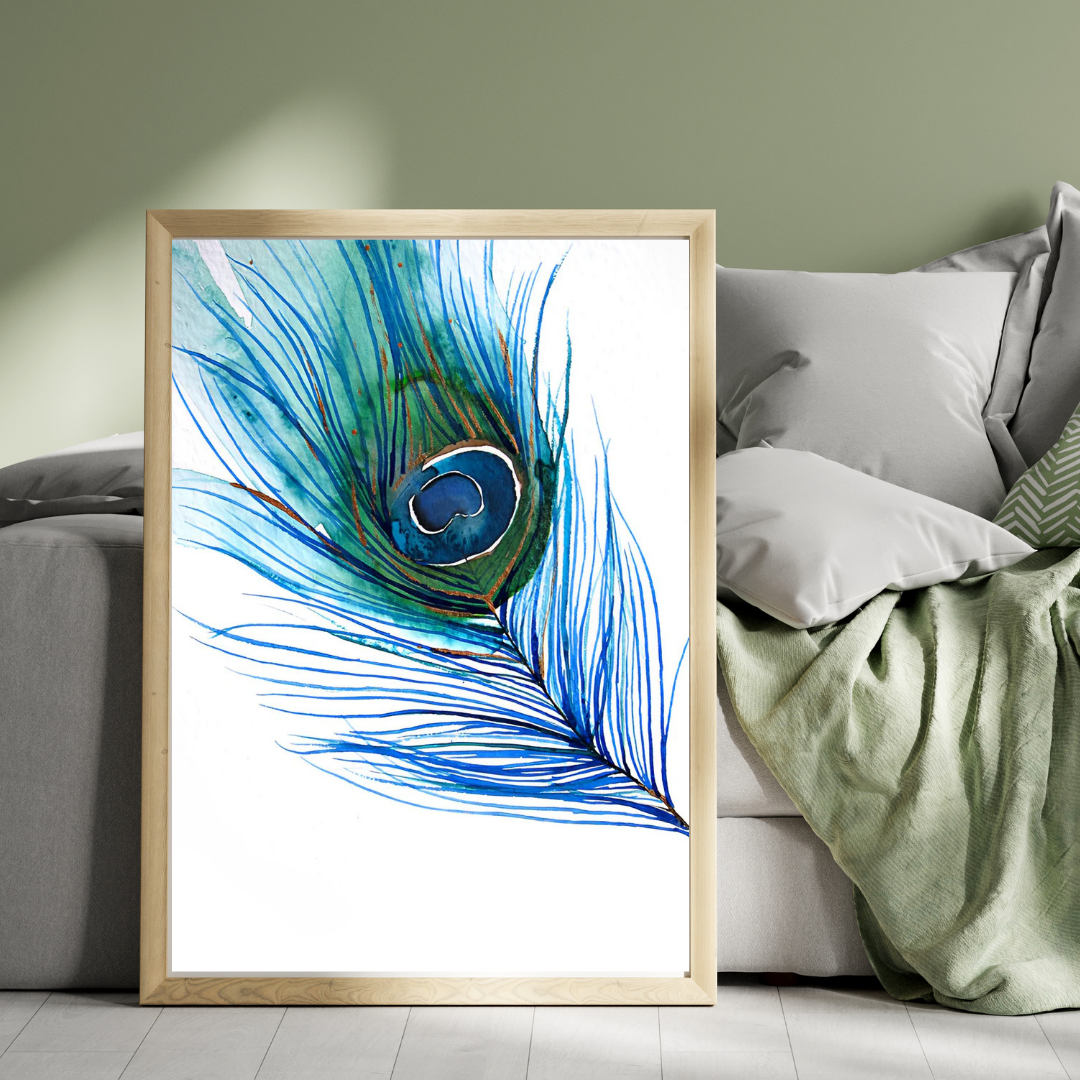 Malen Nach Zahlen - Blaue Pfauenfeder