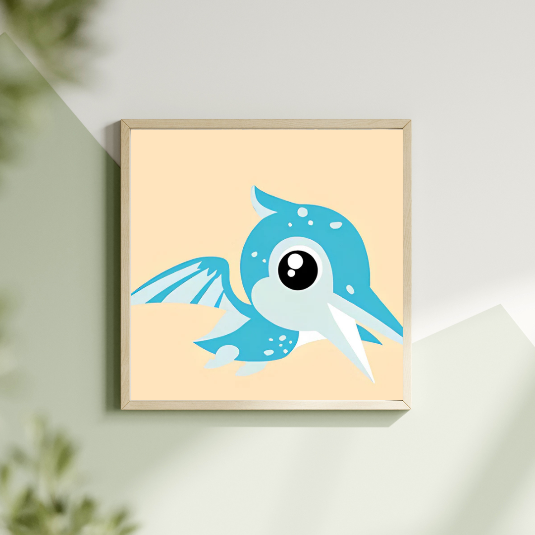 Malen Nach Zahlen - Blauer Cartoon Vogel