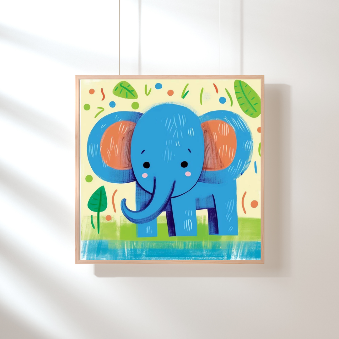 Malen Nach Zahlen - Blauer Elefant und Blätter