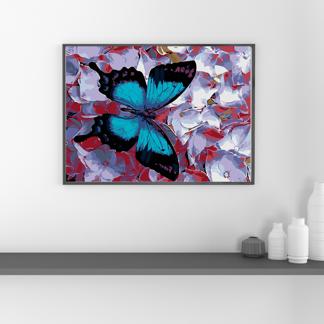 Malen Nach Zahlen - Blauer Schmetterling Und Blümchen