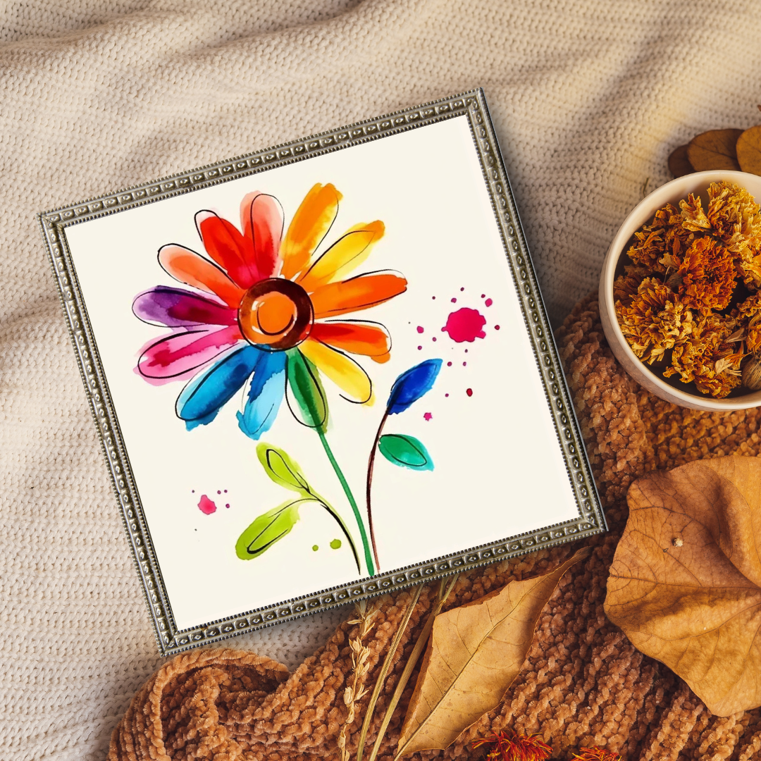 Malen Nach Zahlen - Blume mit farbigen Blättern