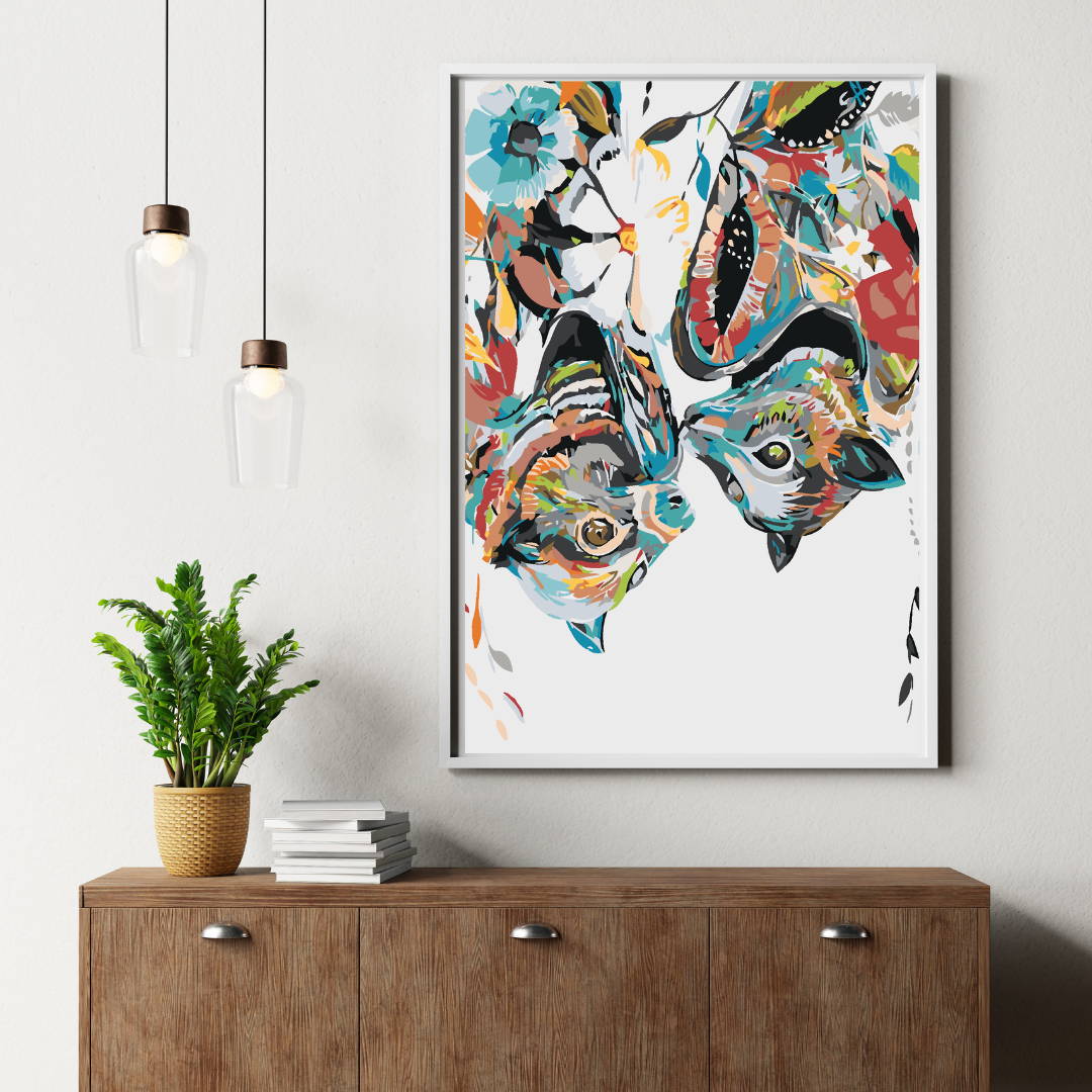 Malen Nach Zahlen - Blumige Fledermäuse