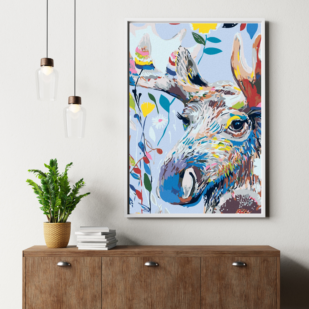 Malen Nach Zahlen - Blumiger Elch