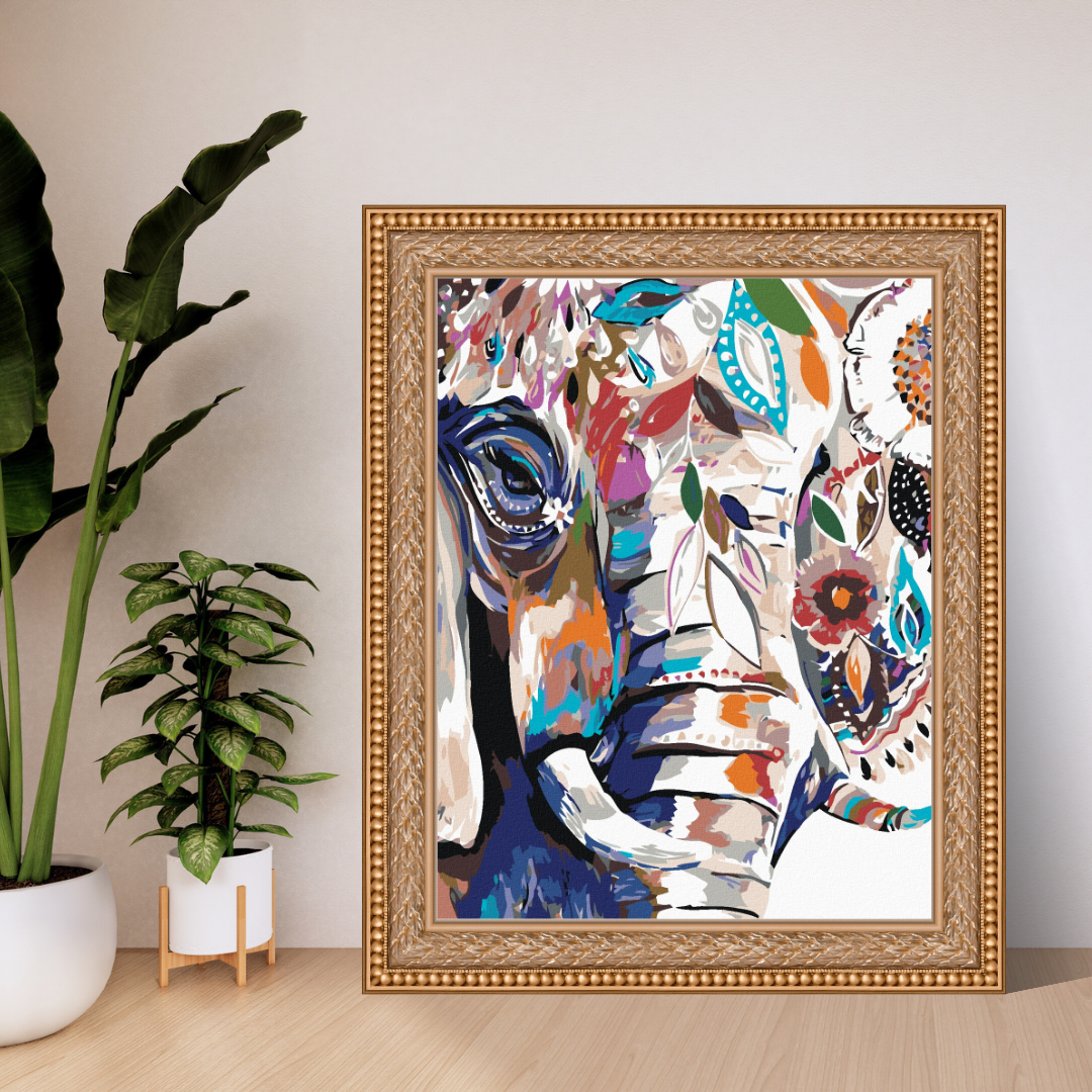 Malen Nach Zahlen - Blumiger Elefant