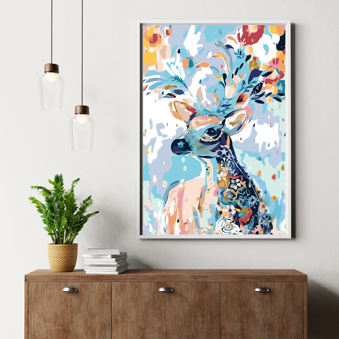 Malen Nach Zahlen - Blumiger Hirsch