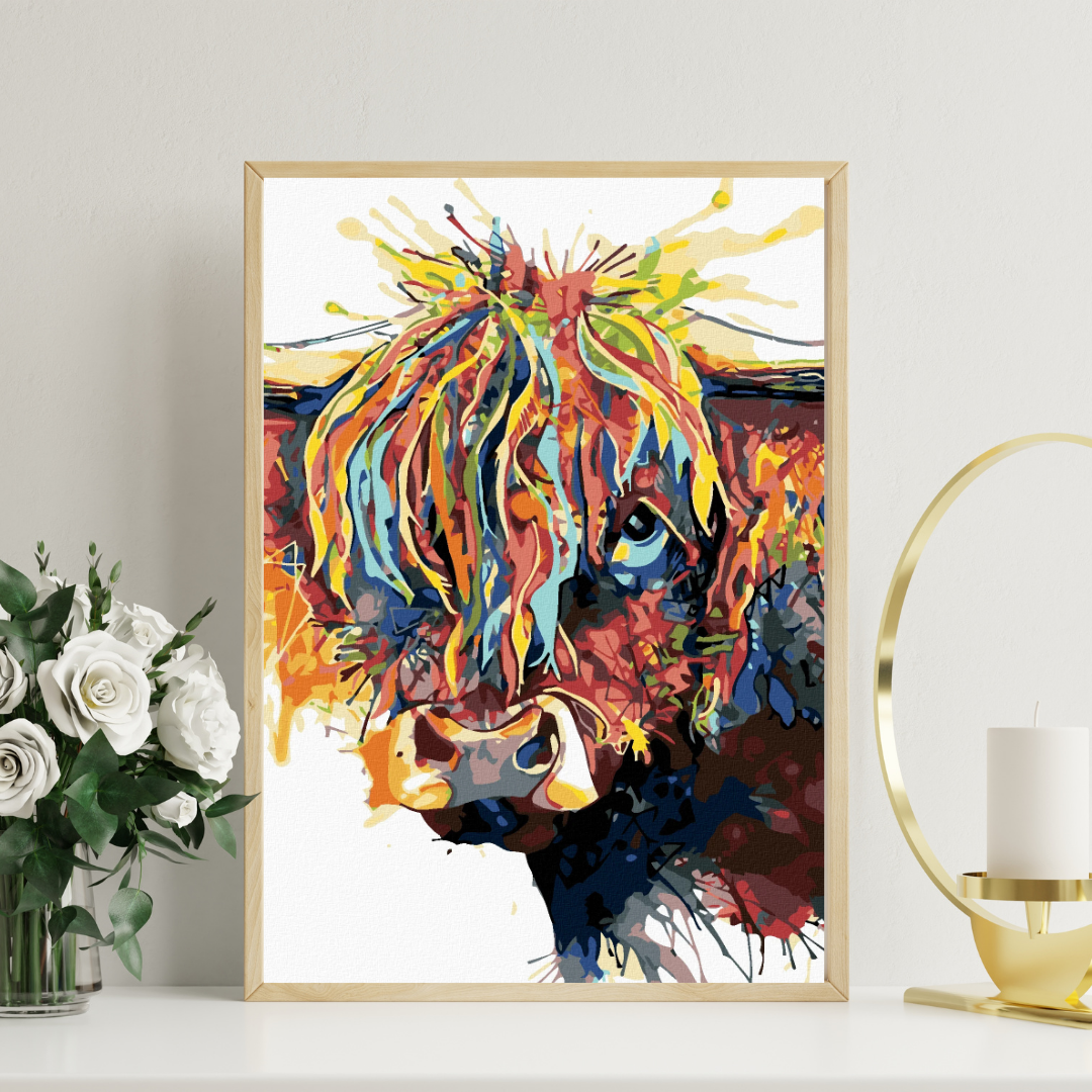 Malen Nach Zahlen - Bunte Haarige Kuh