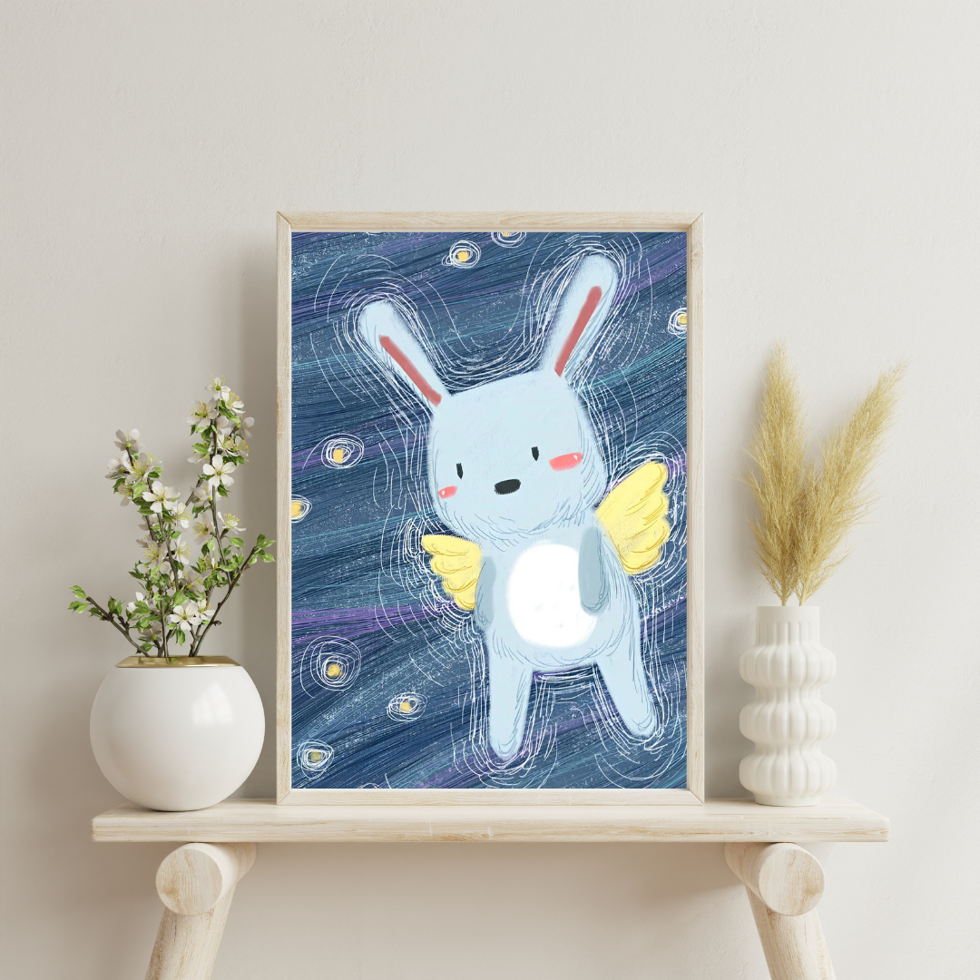 Malen Nach Zahlen - Cartoon Kaninchen mit Flügeln