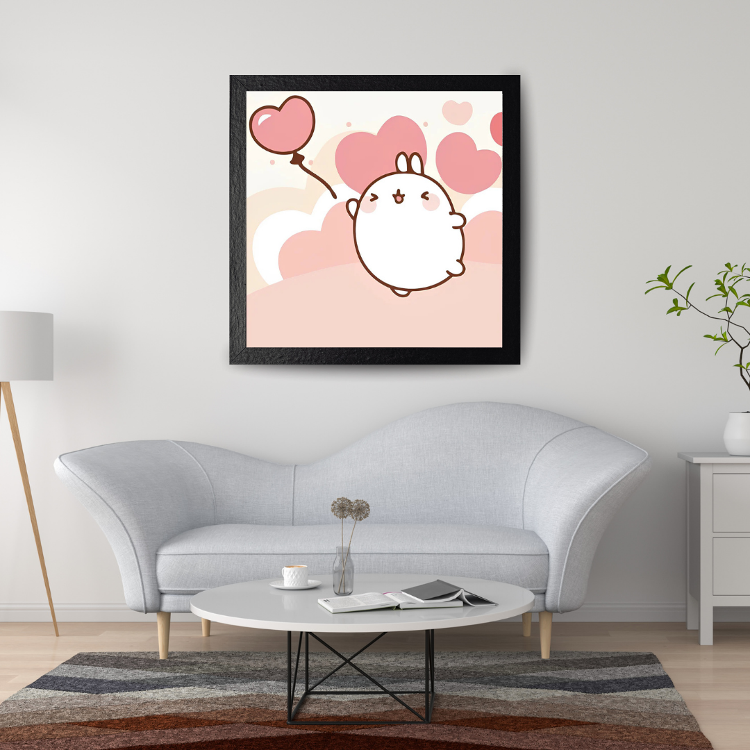 Malen Nach Zahlen - Cartoon Kaninchen und rosa Herz