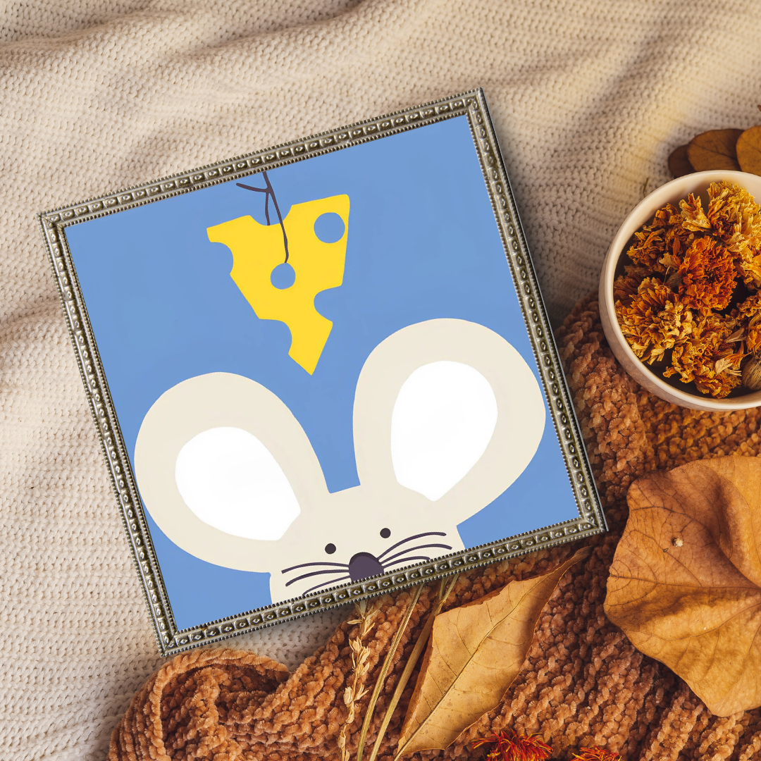 Malen Nach Zahlen - Cartoon Maus und Käse