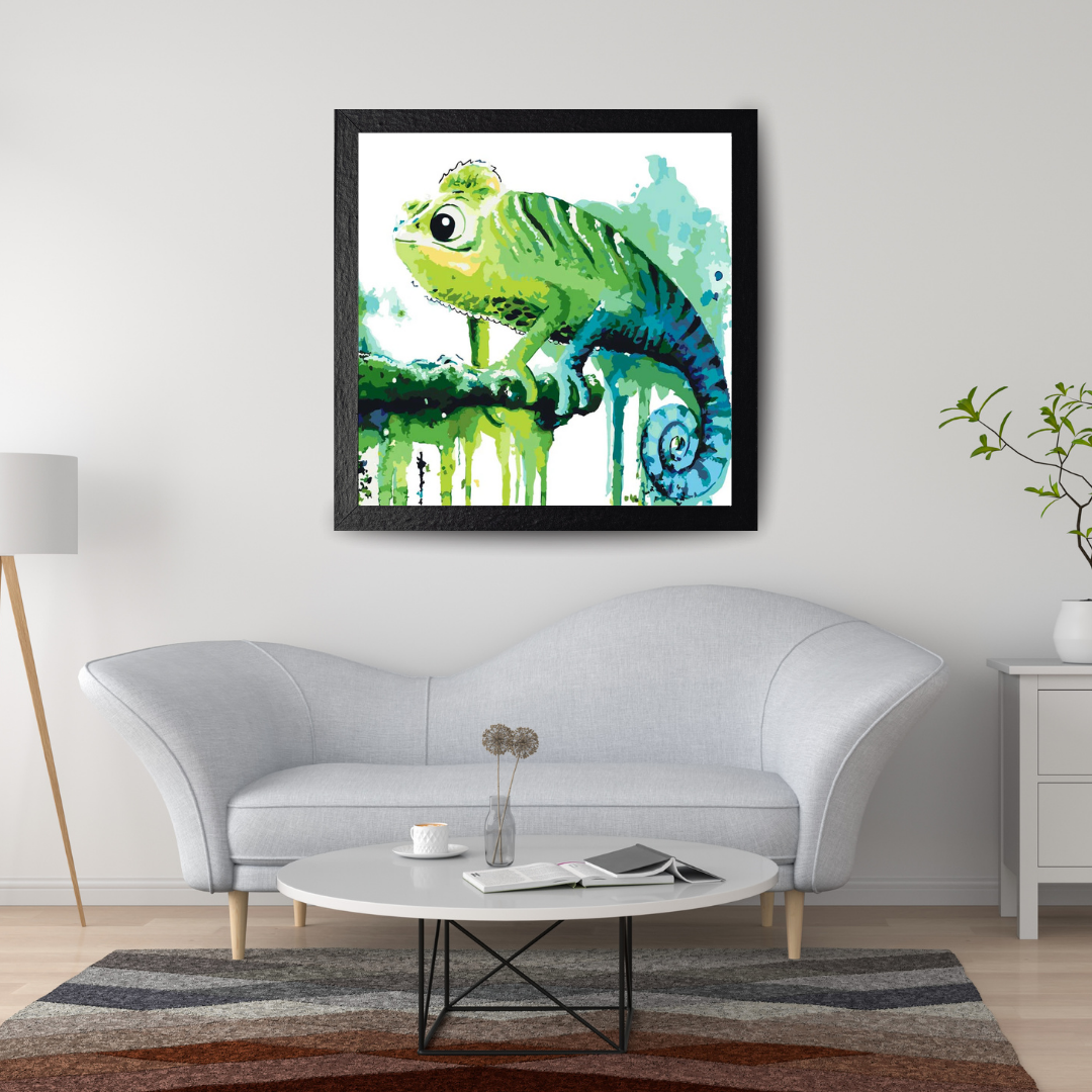 Malen Nach Zahlen - Chamäleon grün