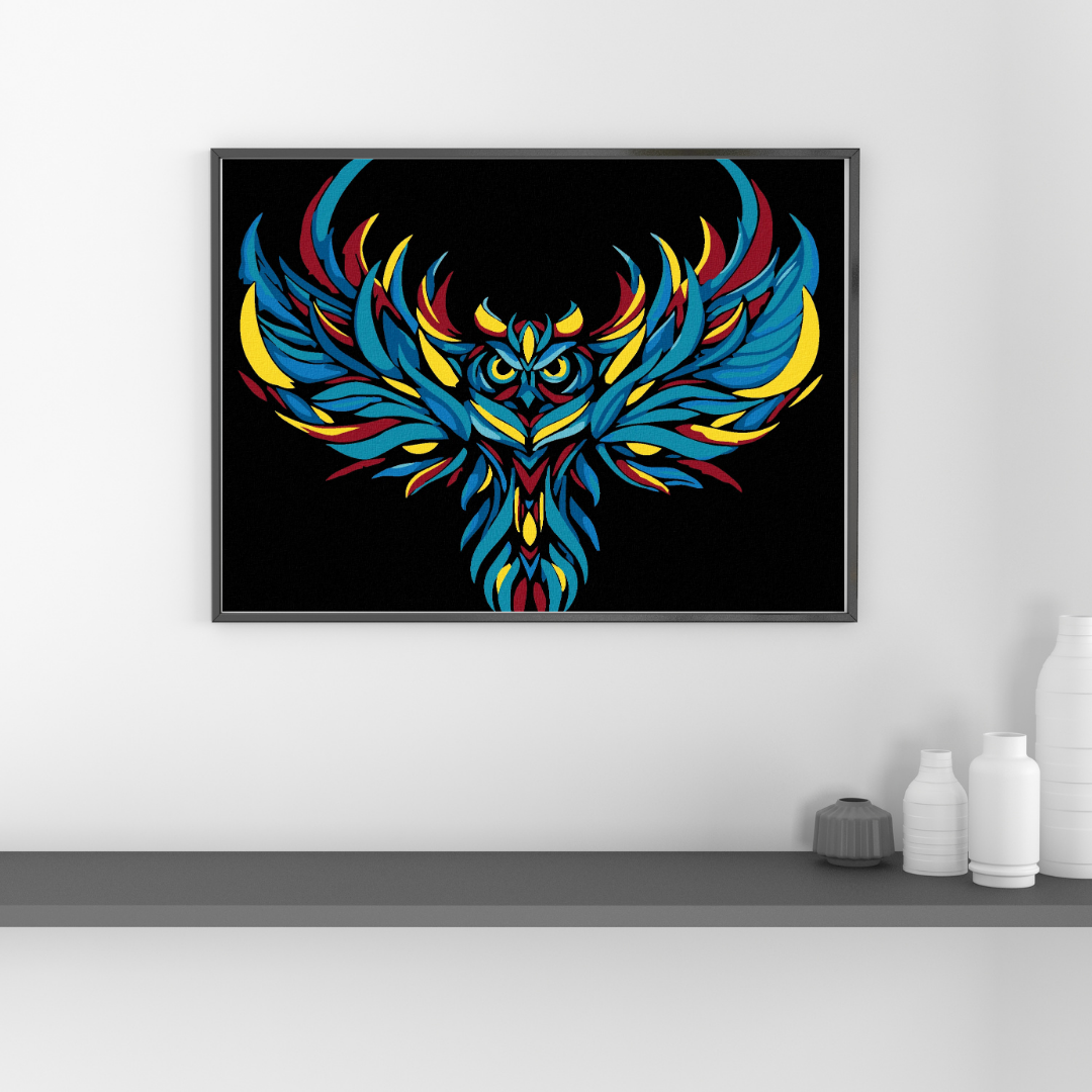 Malen Nach Zahlen - Farbige Fliegende Eule