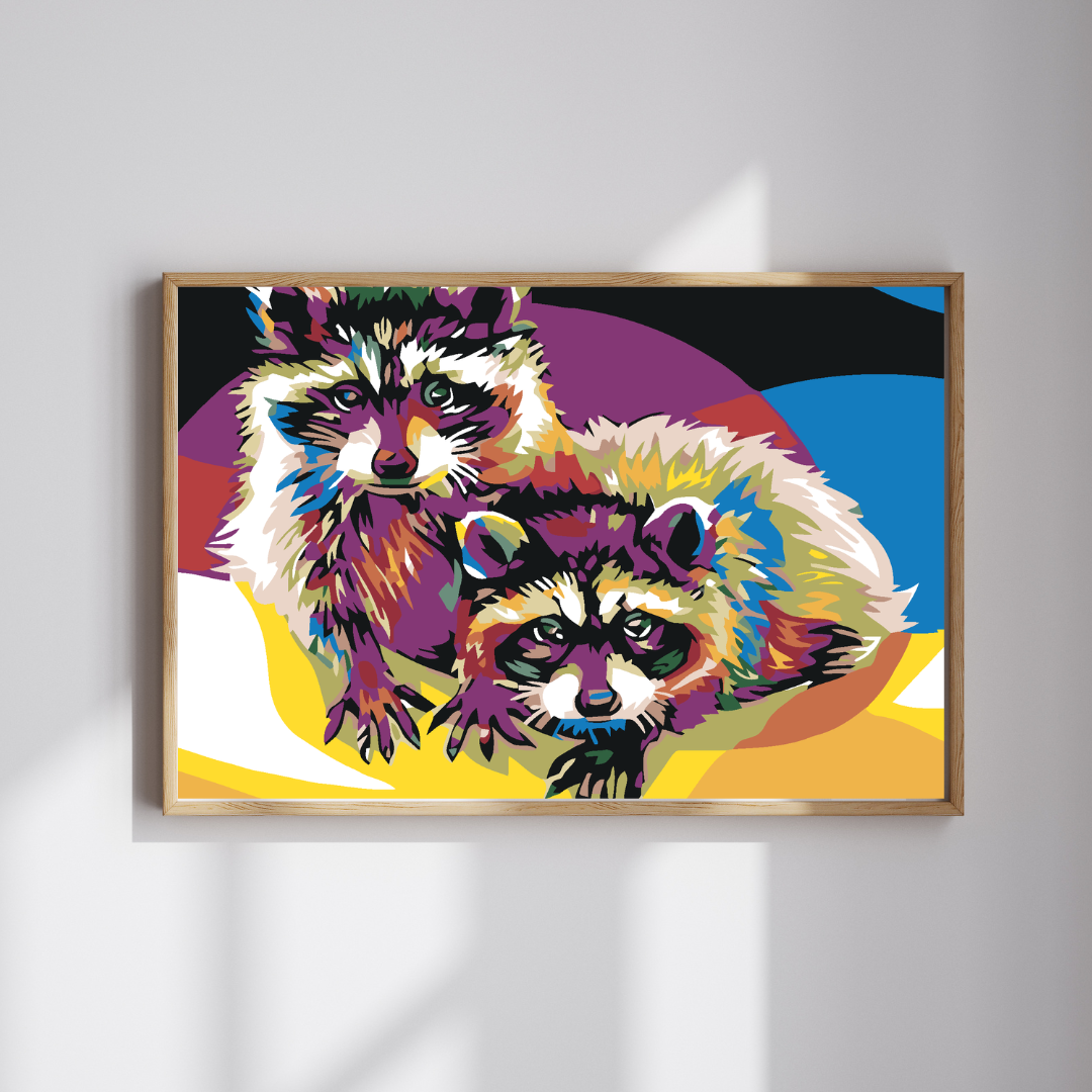 Malen Nach Zahlen - Farbige Waschbären