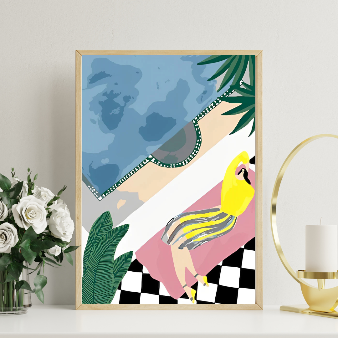 Malen Nach Zahlen - Frau in Gelb auf dem Strand