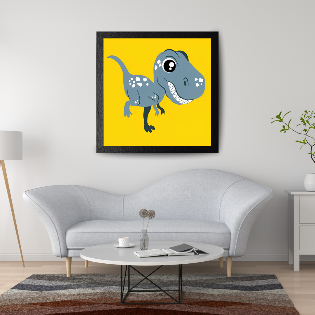 Malen Nach Zahlen - Grauer Cartoon Dinosaurier