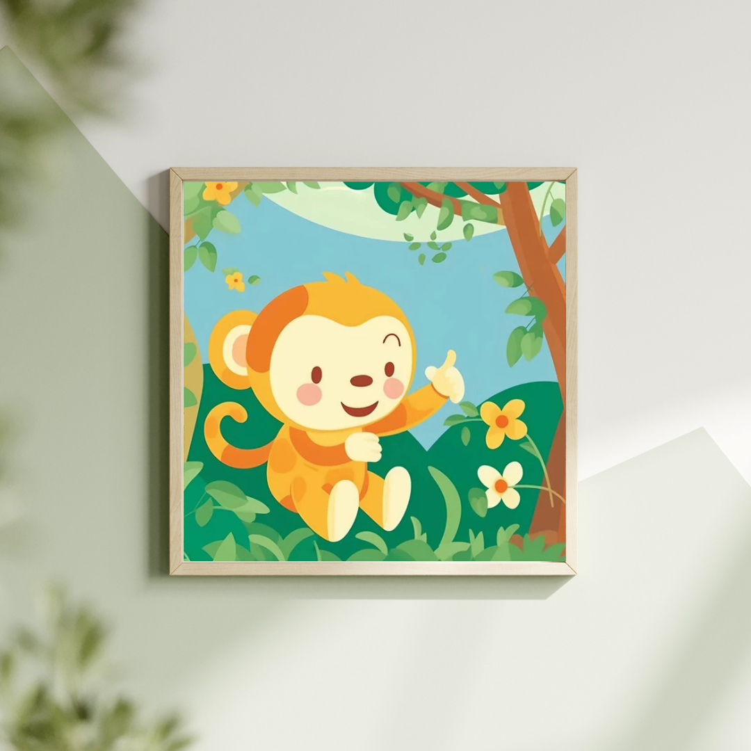 Malen Nach Zahlen - Kleiner Affe spielt im Wald