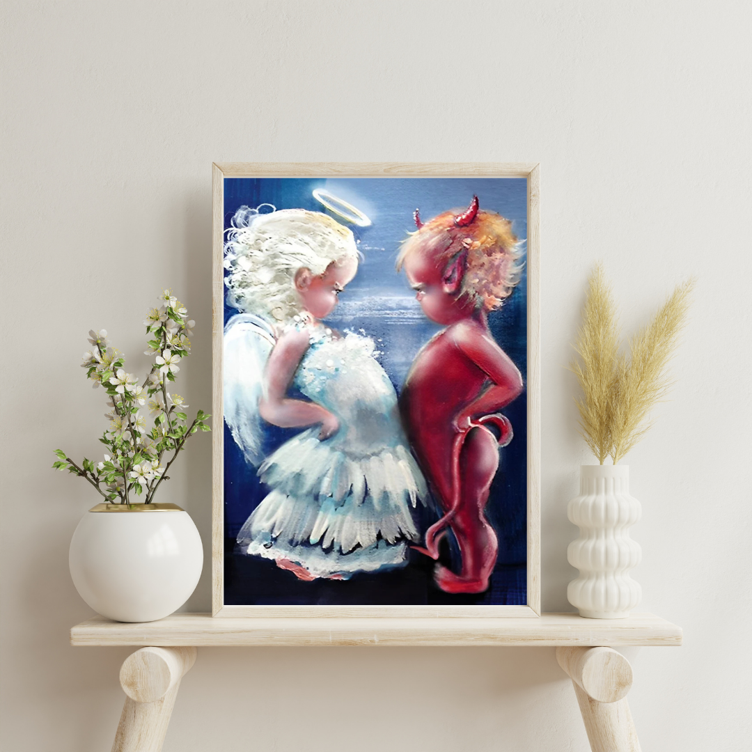 Malen Nach Zahlen - Kleiner Engel und kleiner Teufel