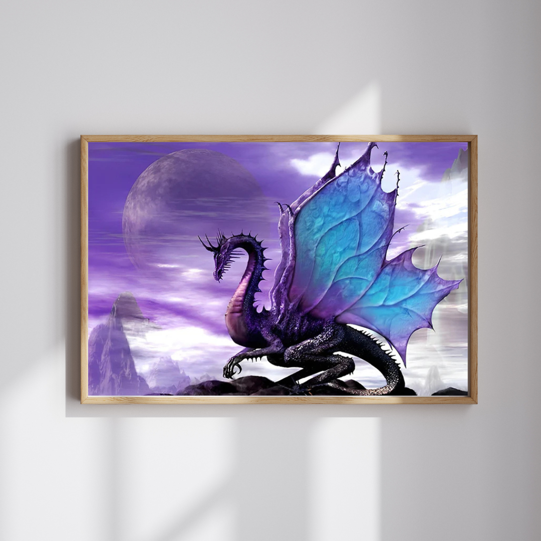 Malen Nach Zahlen - Lila Drache mit blauen Flügeln