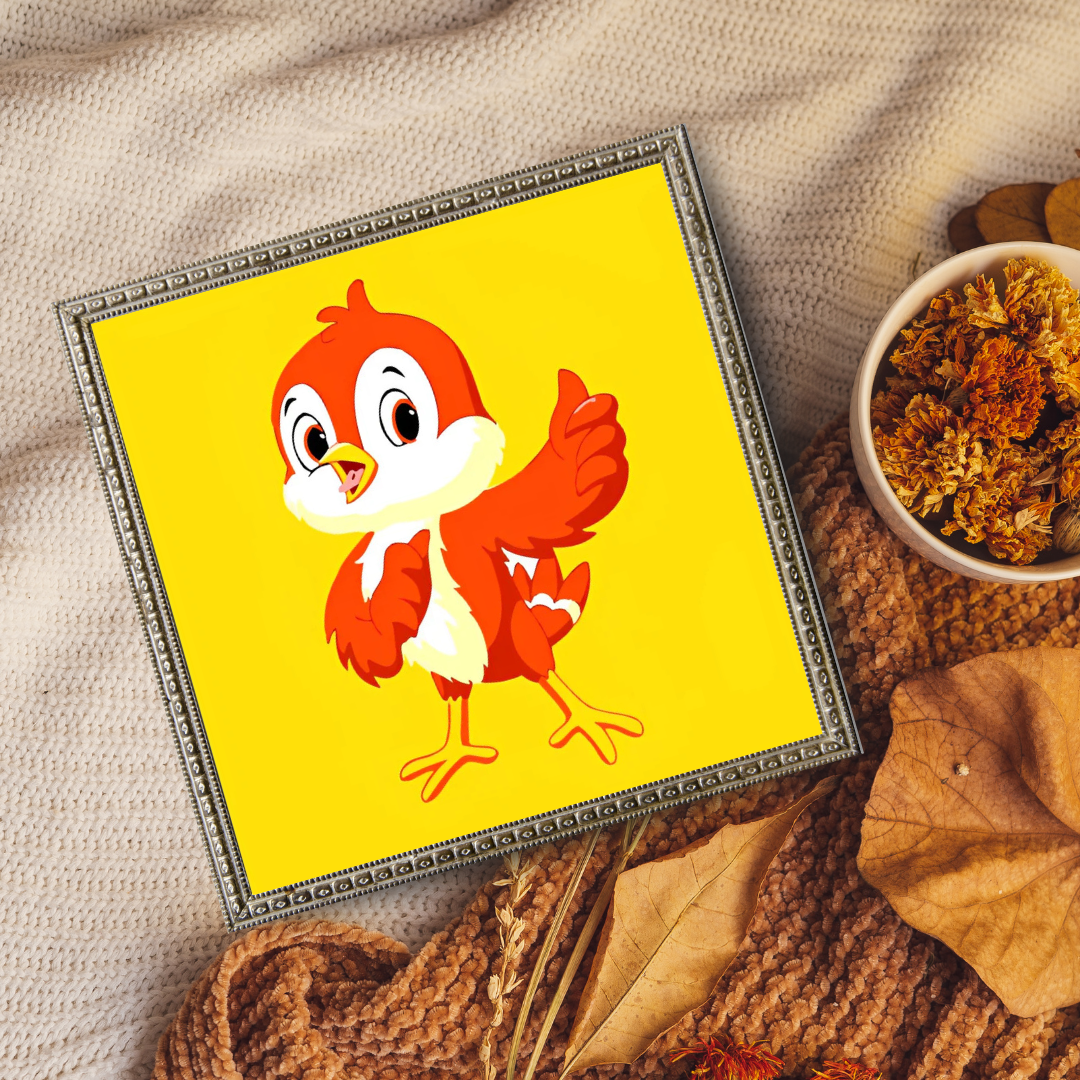 Malen Nach Zahlen - Roter Vogel auf gelbem Hintergrund