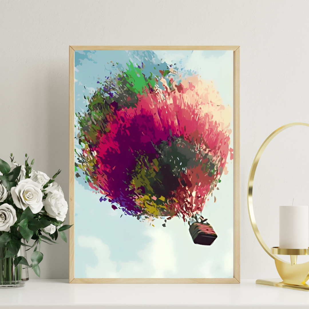 Malen Nach Zahlen - Bunter abstrakter Heißluftballon