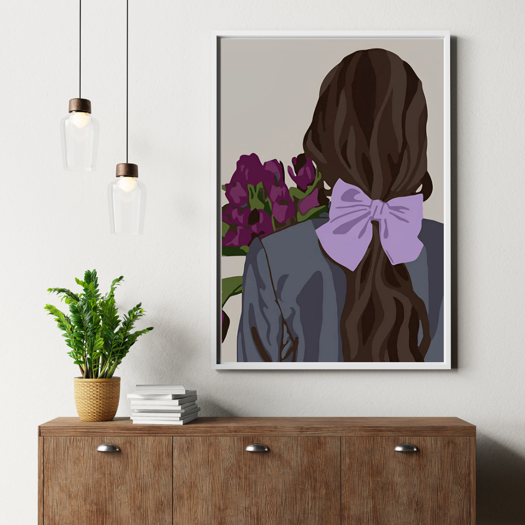 Malen Nach Zahlen - Schöne Frau mit lila Tulpen