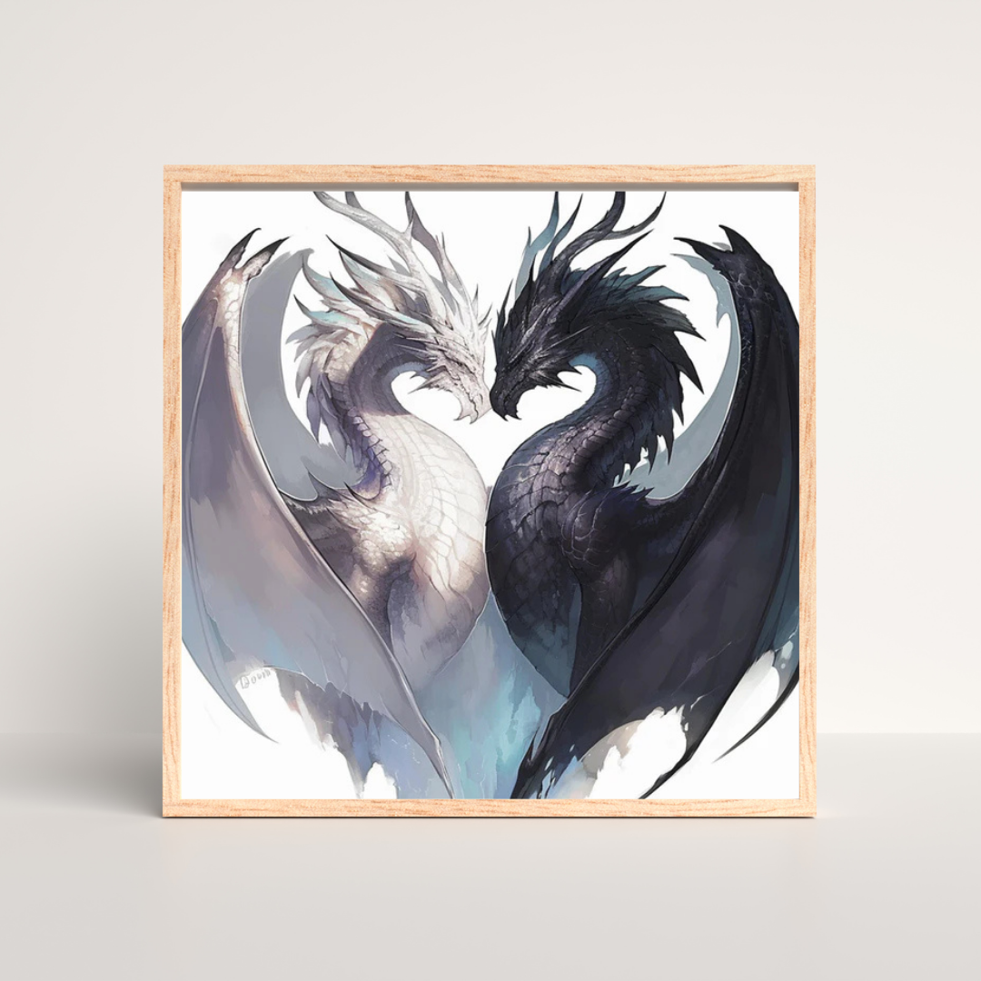 Malen Nach Zahlen - Schwarze und Weiße Drachen