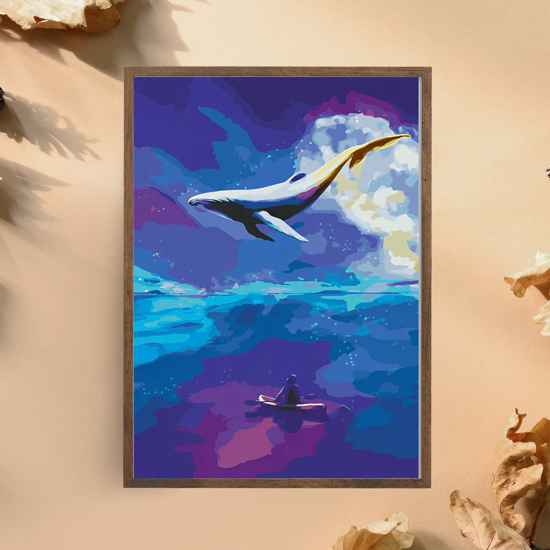 Malen Nach Zahlen - Wal am Nachthimmel und einsames Segelboot