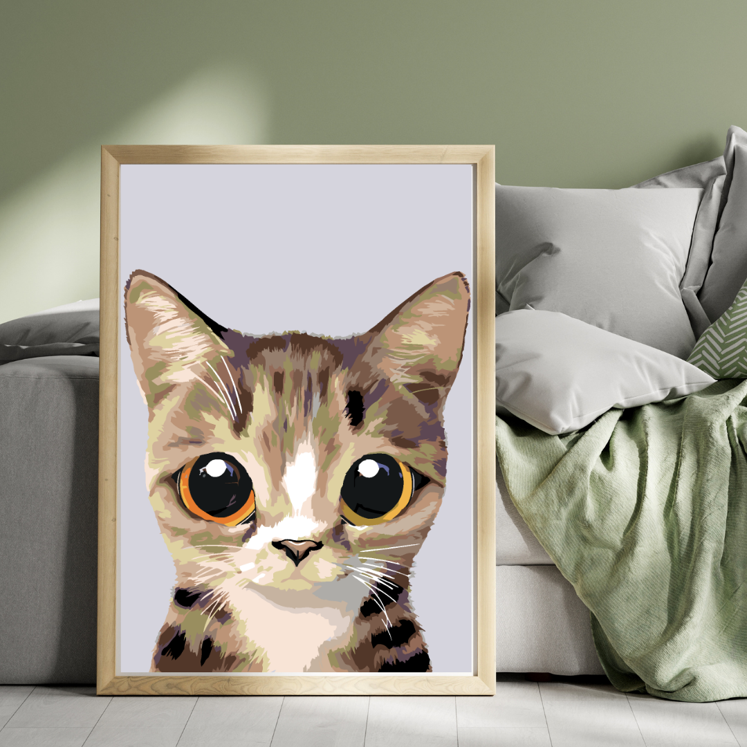 Malen Nach Zahlen - Äugiges Gestreiftes Kätzchen