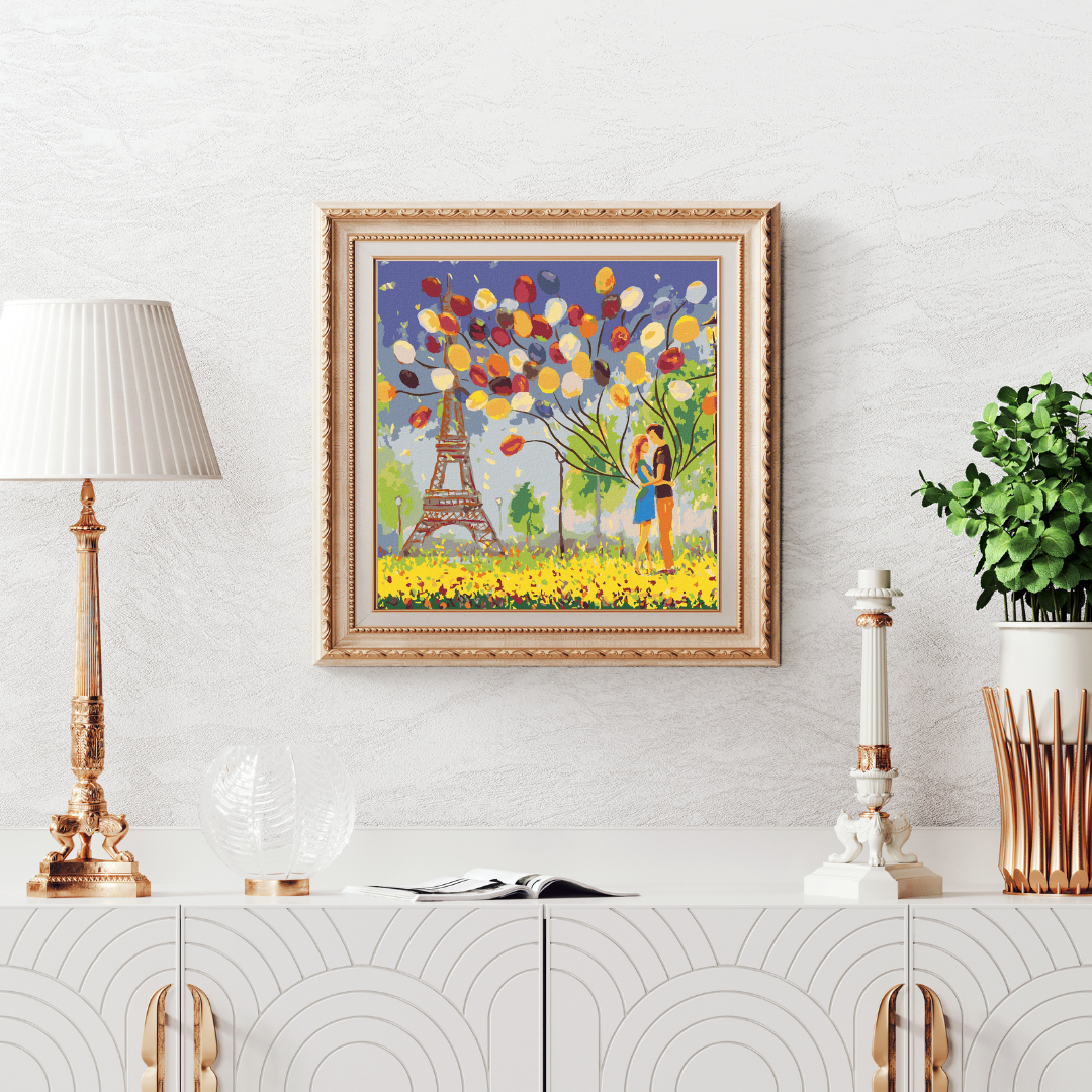 Malen nach Zahlen - Ein Paar Mit Luftballons in Paris