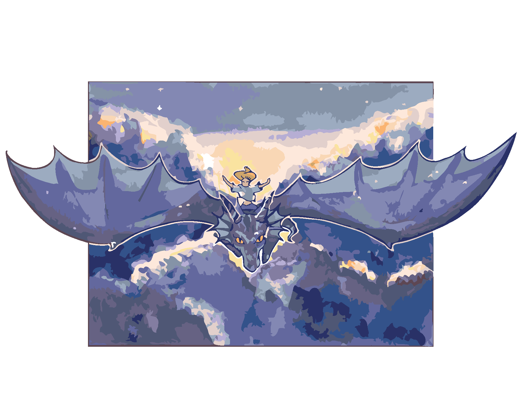 Malen nach Zahlen - Fliegendes Mädchen Auf Einem Drachen